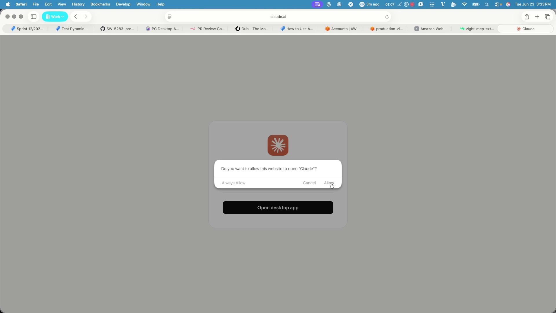 Zight MCP setup step 7: Authorize MCP access in the production account.